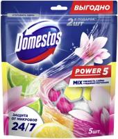 Domestos Power 5 блок для унитаза Свежесть лайма и Ледяная магнолия, защита от микробов и налета 2X50+3X50 гр