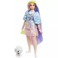Кукла Barbie Extra в блестящем наряде с щенком