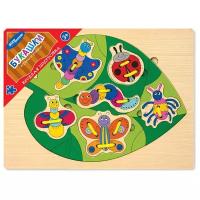 Развивающая игрушка Step puzzle Веселая шнуровка Букашки (89504), зеленый/разноцветный
