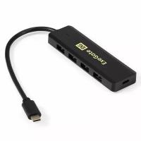 USB-Хаб (концентратор) 4-в-1 ExeGate DUB-4CP/1 (кабель-адаптер USB Type C --> 4xUSB3.0, Plug&Play, черный) EX293986RUS