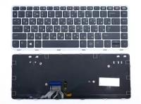 Клавиатура для ноутбука HP EliteBook Folio 1040 G1, 1040 G2 черная, рамка серая, с подсветкой