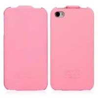 Кожаный чехол для Apple iPhone 4/4S Hoco Leather Case (Розовый)