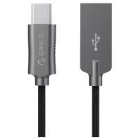 Кабель Orico HCU-10 (черный), USB2.0/Charge3A Type A(m)/Type C(m), 1,0 м., круглый, оплетка нейлон