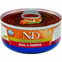 Farmina N&D Cat Pumpkin Adult консервы для взрослых кошек, перепел с тыквой, 70 гр