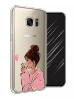 Силиконовый чехол на Samsung Galaxy S7 / Самсунг Галакси S7 "Приготовлено с любовью", прозрачный