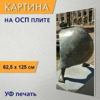 Вертикальная картина на ОСП "Изображение, статуя, бронза" 62x125 см. для интерьериа