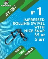 Вертлюг с застежкой Rolling swivel with nice snap №1 5 шт 35 кг Корея