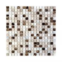 Detroit POL мозаика Bonaparte из натурального камня коричневый бежевый белый квадрат