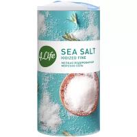 4Life соль морская йодированная мелкий помол, 500 г, пластиковая банка