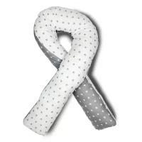 Подушка Body Pillow для беременных U холлофайбер, с наволочкой из хлопка белый/серый в звездах