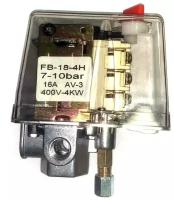 Автоматика (реле давления) для компрессора 10 Bar, 380В (резьба - 1/2" (20 мм) - 1/4"(12 мм), 4 выхода)