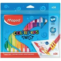 Восковые мелки MAPED "Color'peps Twist", 24 цвета, выкручивающиеся в пластиковом корпусе, 860624