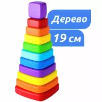 Деревянная пирамидка детская развивающая для малышей MEGA TOYS обучающая логическая игрушка для девочек и мальчиков / сортер пирамида Монтессори