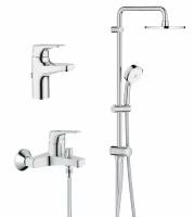 Комплект сантехники для ванны с тропическим душем и смесителем Grohe BauFlow Tempesta New Cosmopolitan 60, хром