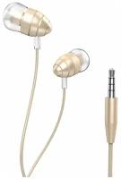 Вакуумные наушники с микрофоном, Hoco M5 Conch Universal Earphone, золотой