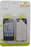 Защитный комплект Clever Shield D.Protection kit для iPhOne4 (винил, белый)