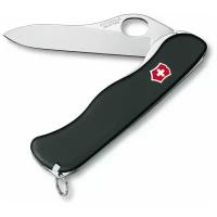 Нож Victorinox Sentinel One Hand belt-clip, 111 мм, 5 функций, с фиксатором лезвия, черный