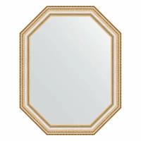 Зеркало настенное Polygon EVOFORM в багетной раме золотые бусы на серебре, 56х71 см, для гостиной, прихожей, спальни и ванной комнаты, BY 7050