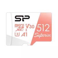 Карта памяти Silicon Power microSDXC Class 10, V30, A1, UHS-I U3, R/W 100/80 МБ/с, белый