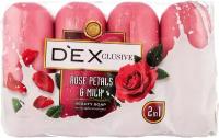 DexClusive Мыло твердое Rose petals & Milk 2in1 роза, 4 шт., 90 г