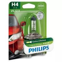 Лампа галогенная Philips Longlife Ecovision, H4 3100K, 60/55W, блистер, 1 шт
