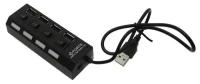 Хаб USB 2.0 Smartbuy с выключателями, 4 порта, СуперЭконом, черный (SBHA-7204-B)