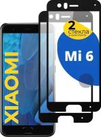 Комплект из 2 шт. Глянцевое защитное стекло для телефона Xiaomi Mi 6 / Противоударное стекло с олеофобным покрытием на смартфон Сяоми Ми 6