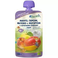 Пюре Fleur Alpine Манго, персик, яблоко с йогуртом и цельными злаками, с 6 месяцев, 120 г