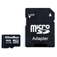 Карта памяти MicroSD 4GB OltraMax Class 4 + SD адаптер