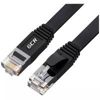Патч-корд PROF плоский UTP cat.6 10 Гбит/с RJ45 LAN компьютерный кабель для интернета (GCR-LNC65) черный 0.5м