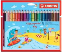 Набор акварельных цветных карандашей STABILOaquacolor 36 цв, картонный футляр