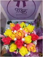 Букет цветов из мыла ручной работы "Корзинка тюльпанов"