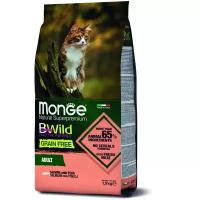 Сухой корм для кошек Monge BWILD Feed the Instinct, беззерновой, с лососем, с горошком 1.5 кг (кусочки в желе)