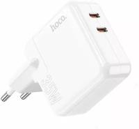 Сетевое зарядное устройство Hoco C110A 2*USB-C 35W (PD35W/QC3.0/AFC/FCP), Белый