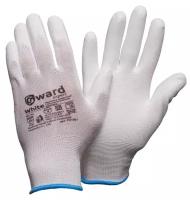 Перчатки защитные нейлон Gward White PU1001 с п/у покрытием р.9 (12 пар/уп)