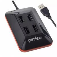 Концентратор 4 порта, USB 2.0 Perfeo, (PF-VI-H028 Black) чёрный