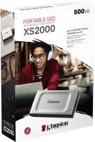 Твердотельный накопитель Kingston SSD XS2000, 500GB, Portable Type-C, USB 3.2 Gen 2x2, R/W 2000/2000MB/s, IP55, 70x33x14mm, Silver