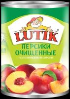 Персики Lutik консервированные очищенные половинкам в сиропе, 425мл