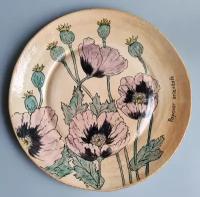 Авторская тарелочка ручной работы Irina Volvach Art Ceramics "Papaver Orientale"