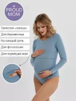 Топ для кормления Proud Mom, силуэт прилегающий, размер S, голубой