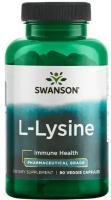 L-лизин 500мг Swanson, 90 капсул / Аминокислота для кожи, связок, костей