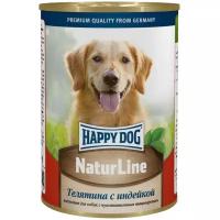 Влажный корм для собак Happy Dog NaturLine, индейка, телятина 12 шт. х 970 г