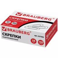 BRAUBERG Скрепки оцинкованные (227583) 28 мм (100 шт.) серебристый 100 шт