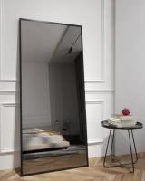 Зеркало настенное интерьерное 160x80 черное квадра