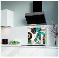 Фартук кухонный на стену / Панель из закаленного стекла 600х500 мм / Фартук для кухни на стену / Защитный экран для кухни "Ар - деко на мраморе "