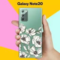 Силиконовый чехол на Samsung Galaxy Note20 Белые цветы / для Самсунг Галакси Ноут 20