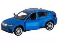 Технопарк 342359 Машина металлическая BMW X6 длина 12 см, двери, багажник, инерционная, синий, Технопарк