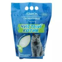 Чистый котик силикагелевый наполнитель для кошачьего туалета колотый с синими гранулами 3,5 л