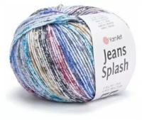 Пряжа для вязания YarnArt Jeans Splash (ЯрнАрт Джинс Сплэш) - 5 мотков 942 джинс бело-черный, секционная, 55% хлопок, 45% акрил, 160м/50г