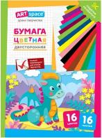 Цветная бумага двусторонняя A4, ArtSpace, 16 листов, 16 цветов, газетная, "Дракон", 3 шт